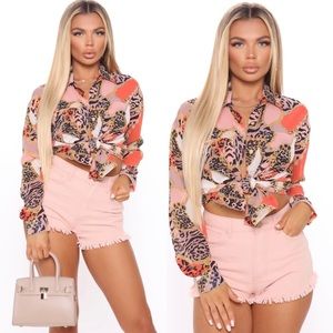 Fashion Nova Office Rules Animal Print Top NWT
